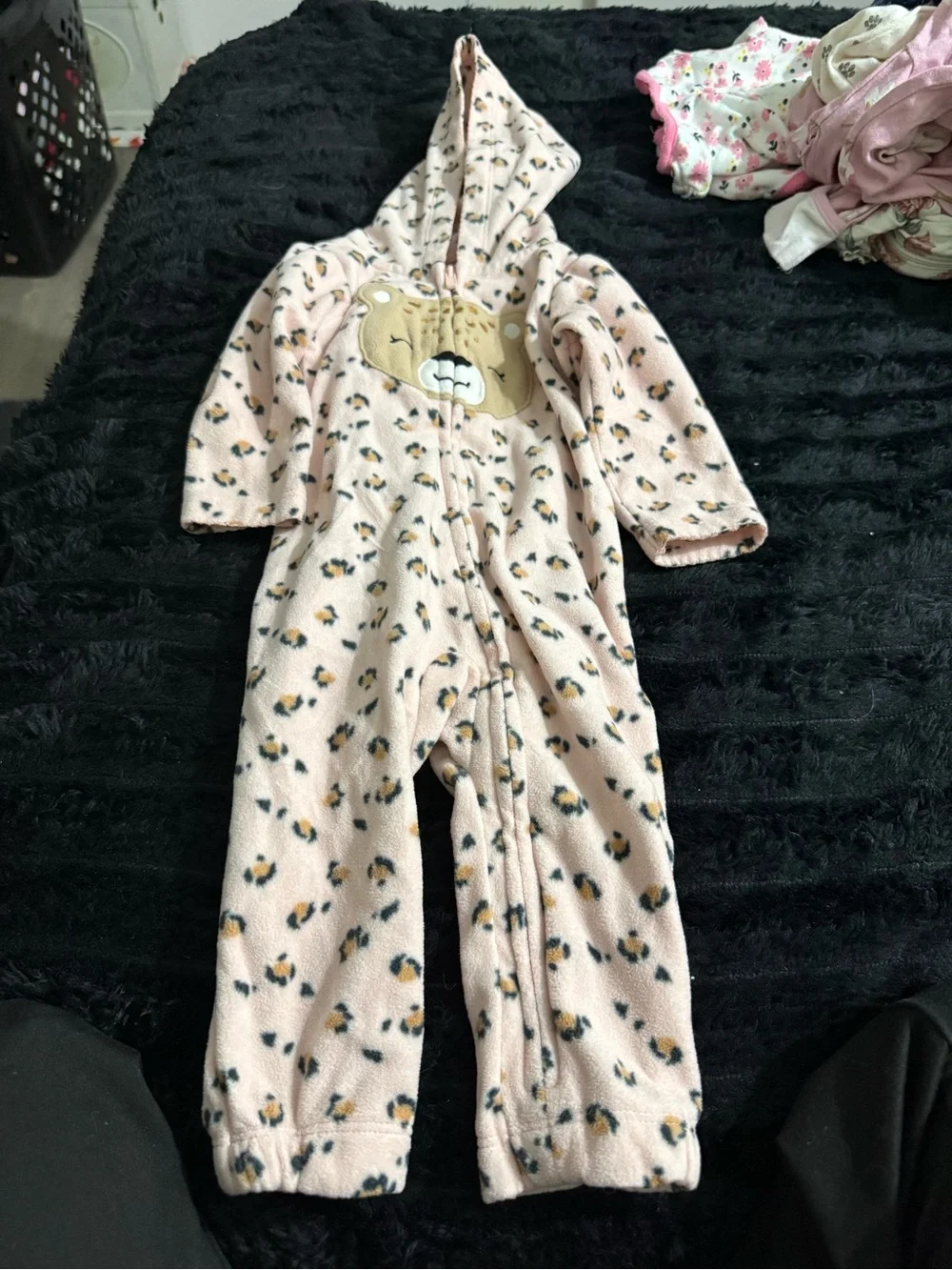 Kids One-Piece Sleepwear Fleece - Floral, Pink Leopard & Tan Leopard Prints